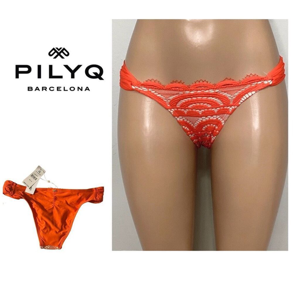 New. Pilyq lace fanned teeny bikini bottom. Small
